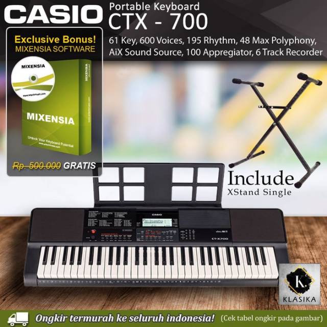 DIGITAL PIANO KEYBOARD KEY BOARD PIANO CASIO CTX-700 + STAND/ CT-X700/ CTX700