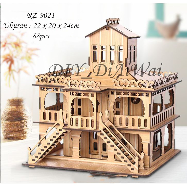 Puzzle 3D DIY European Style Villas mainan puzzle edukasi anak (kado &amp; pajangan)