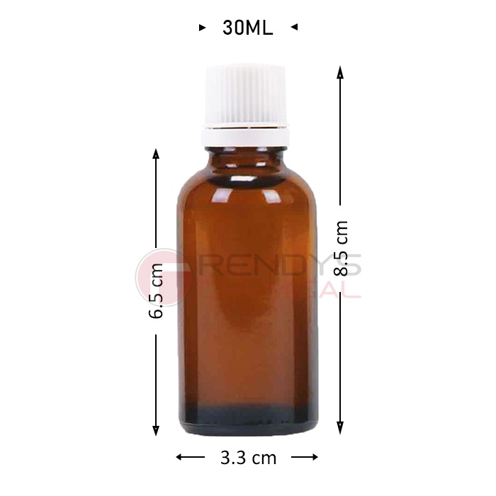 Botol Kaca Amber 10mL 20mL 30mL / Botol Essential Oil 10, 20, 30 mL - Tutup Filler Putih Tutup Segel