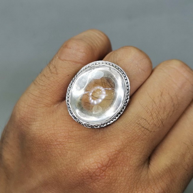 Batu Cincin Akik Kecubung Es Geliga Air Kristal Embun Asli