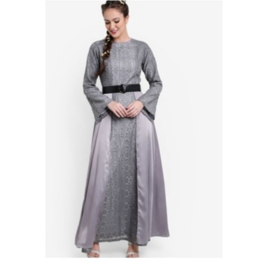 Preloved Dress/gaun/gamis Formal Zalia (Lace Blocked Fit & Flare Dress)