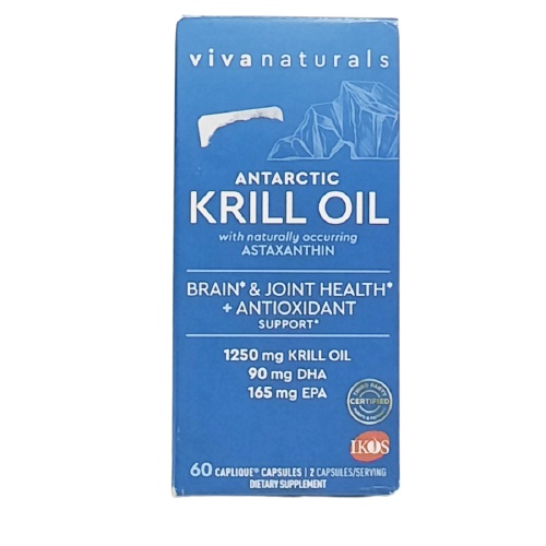 Viva Naturals Antarctic Krill Oil 1250 mg 60 Capsules with Astaxanthin & Omega 3