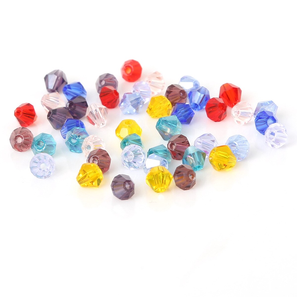 130Pcs Manik-Manik Kristal Bentuk Belah Ketupat Warna-Warni Ukuran 3mm Untuk Aksesoris Diy