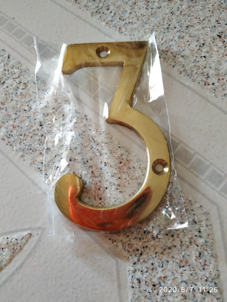 4 Nomor Angka Apartmen Rumah Toko Kuningan / Brass Number No. 3