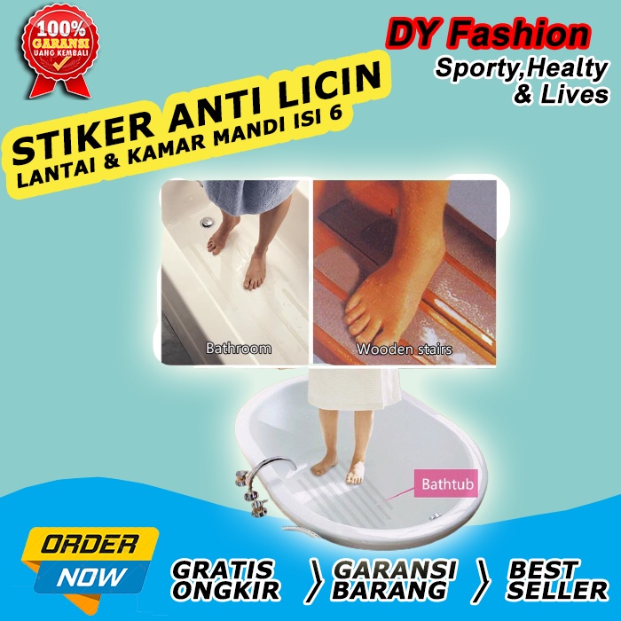 Stiker alas Keramik lantai kamar mandi Isi 6 Anti Slip Licin MN65 Karet lantai Bathub kamar mandi