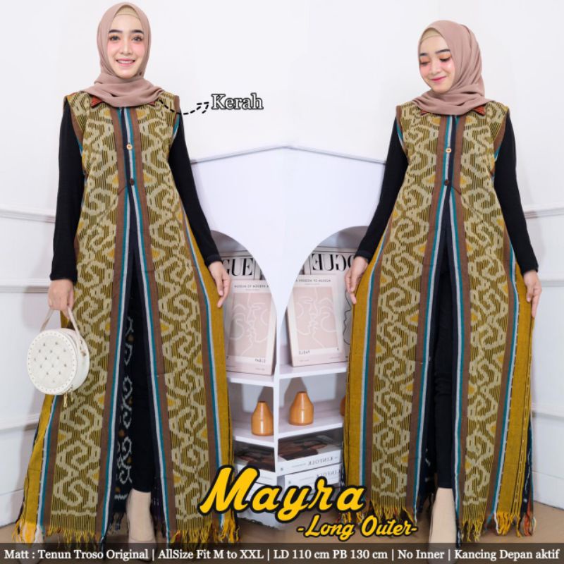 Long Outer Etnik Original Tenun Troso Outer Motif Etnik Terbaru Wanita Remaja Casual Kekinian Ready