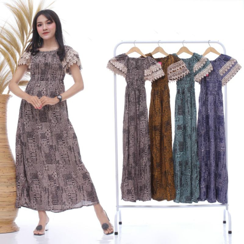 Daster Kerut Dada Motif Etnic/Real Pict/Gamis Arab Langsung Konveksi