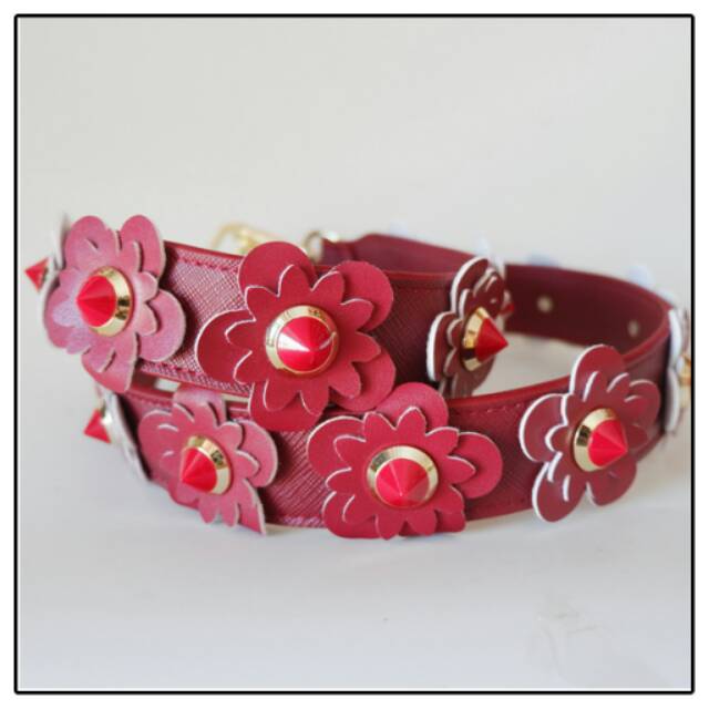 Tali tas Bunga Kulit sintetis Import Merah Flower Strap You Inspired/  bagstrap maroon 105cm