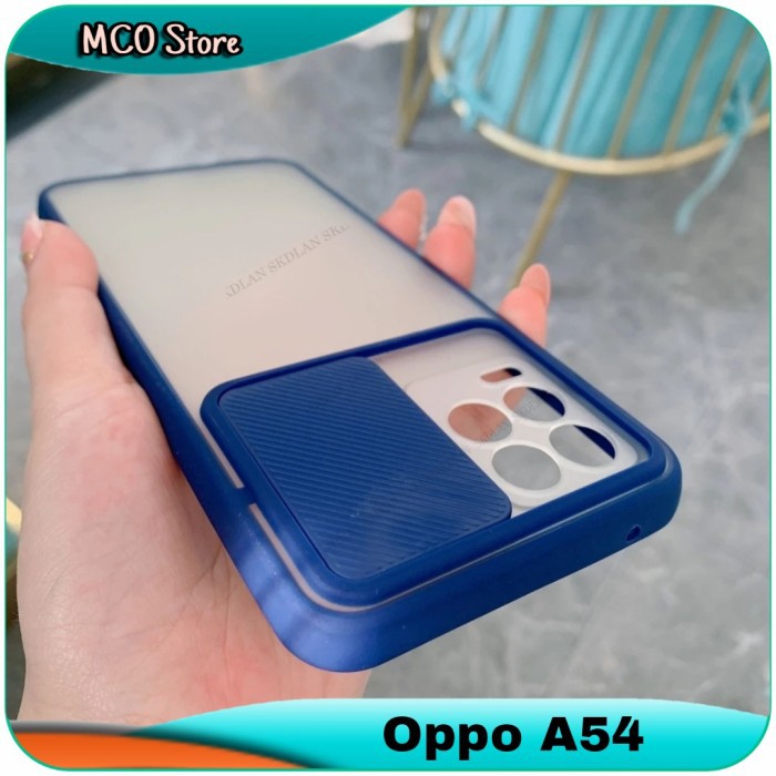 Casing Oppo A54 Slide Camera Translucent Cover Hard Soft Case