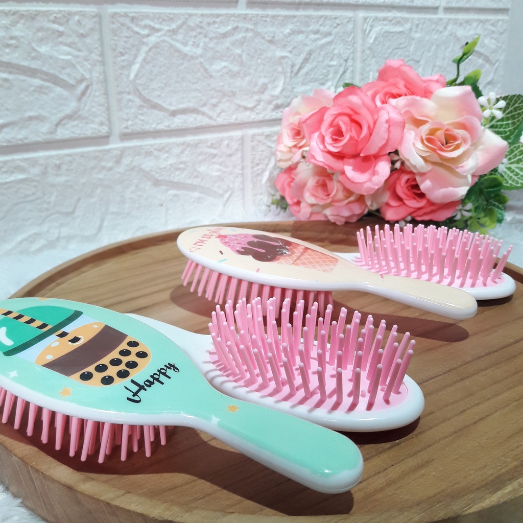 1402 / Sisir rambut anak perempuan anti statis motif ES CREAM