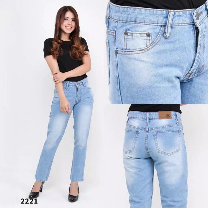 Ht30T2 Celana Wanita Jeans Panjang Cutbray Levis Cewek Skinny Big Denim Polos - Hitam Ds2044Fg