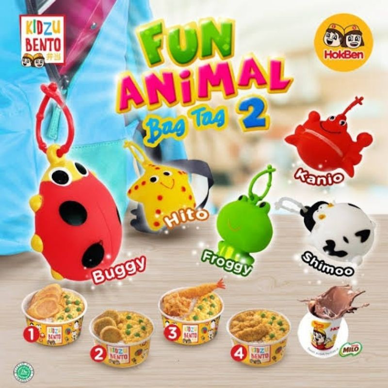 kidzu bento fun animal bag tag