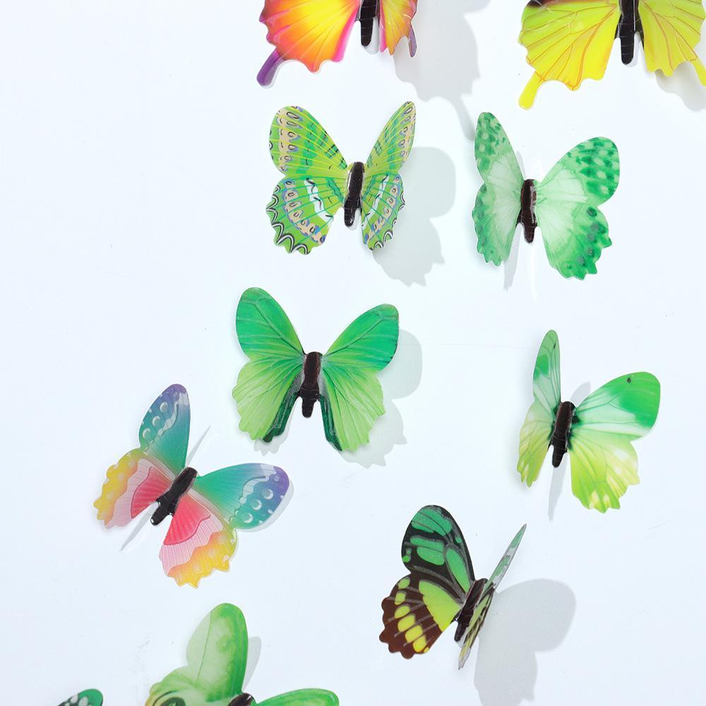 R-flower 12PCS/Set 3D Butterfly Stiker DIY Dekorasi Rumah Kindergarden Ornamen Butterflies Stickertjes