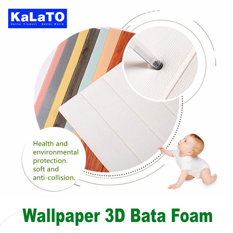 (KaLaTO) Wallpaper 3D Motif Kayu Wood Foam Dekorasi Dinding Kamar Murah 70CM x 70CM Wallpaper Dinding-2