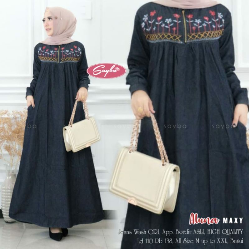 Gamis Jeans Wanita | Dress Jeans Terbaru - ALUNA MAXY