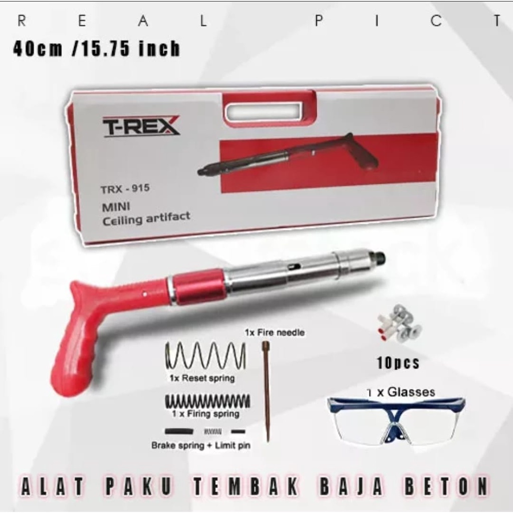 ShotNail Gun Fastening Gun Ramset Gun Alat Paku Tembak Beton Kayu/ Ubin Keramik/ Baja/ Dinding Semen T-REX 915 Paku 7.3mm