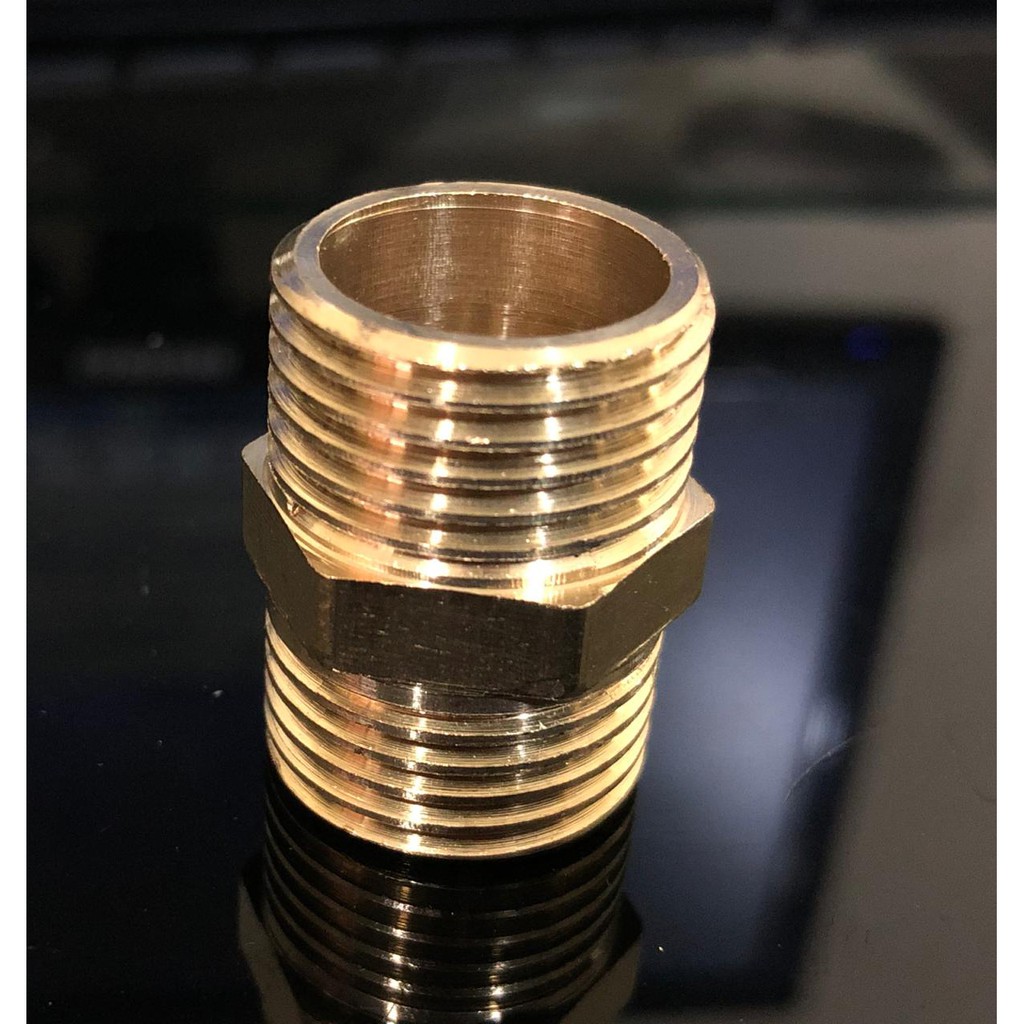 Double Nepel Drat Luar Kuningan 1/2"- Nepel Air Panas