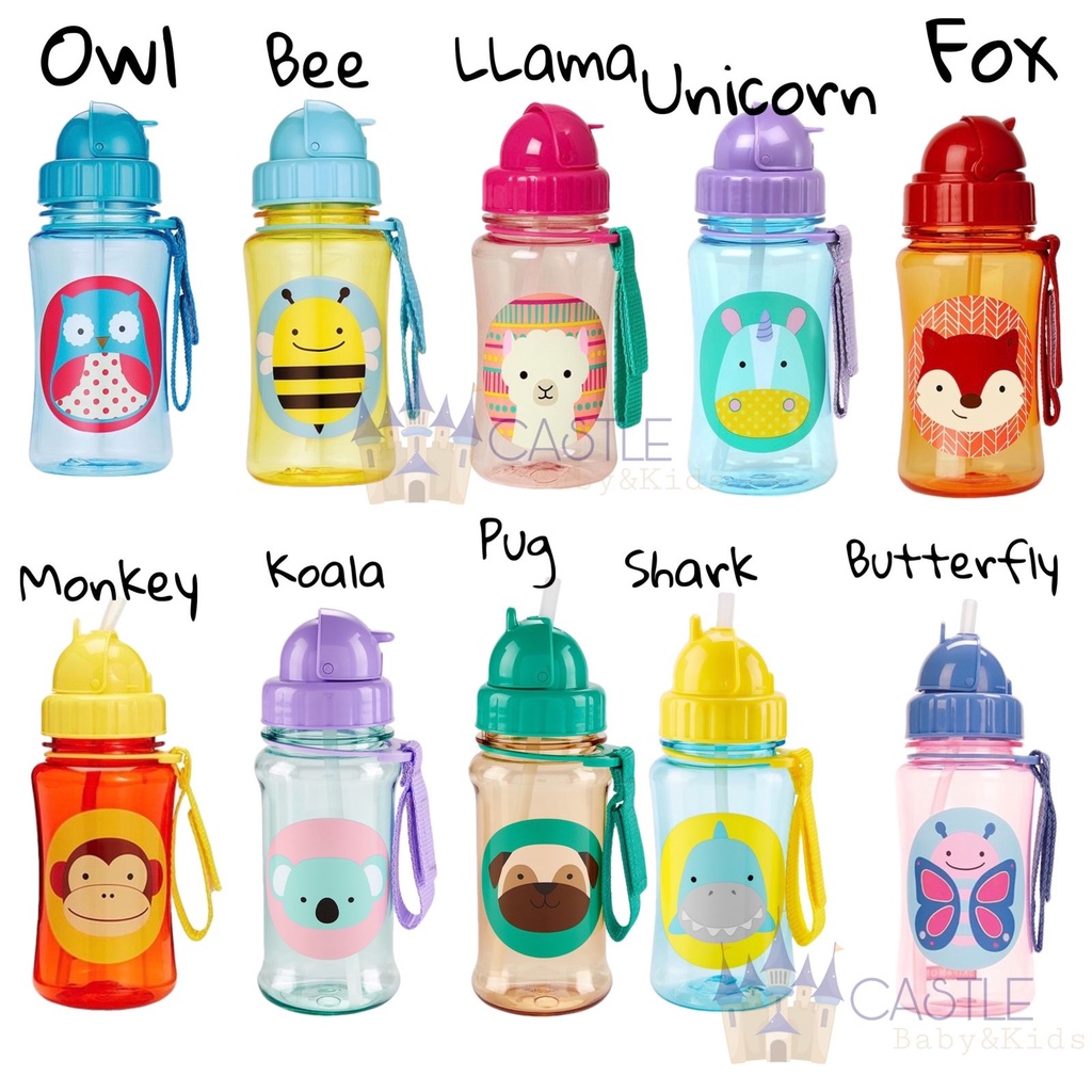 Castle - Skip Hop Zoo Straw Bottle - Botol Anak Motif Animal 350ml - Botol Minum Tritan