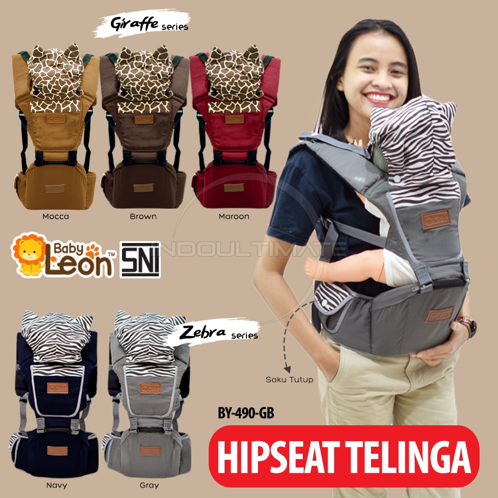 BABY LEON 5in1 Way Gendongan Hipseat + Penutup Kepala Baby Carrier Gendongan Duduk Bayi BY-479 Gendongan Depan Geos Telinga Kuping Mickey