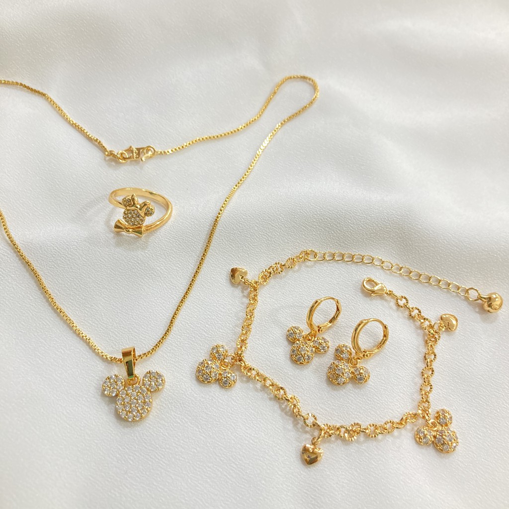 Set Perhiasan Kalung Anting Gelang Cincin Nuri / Milano