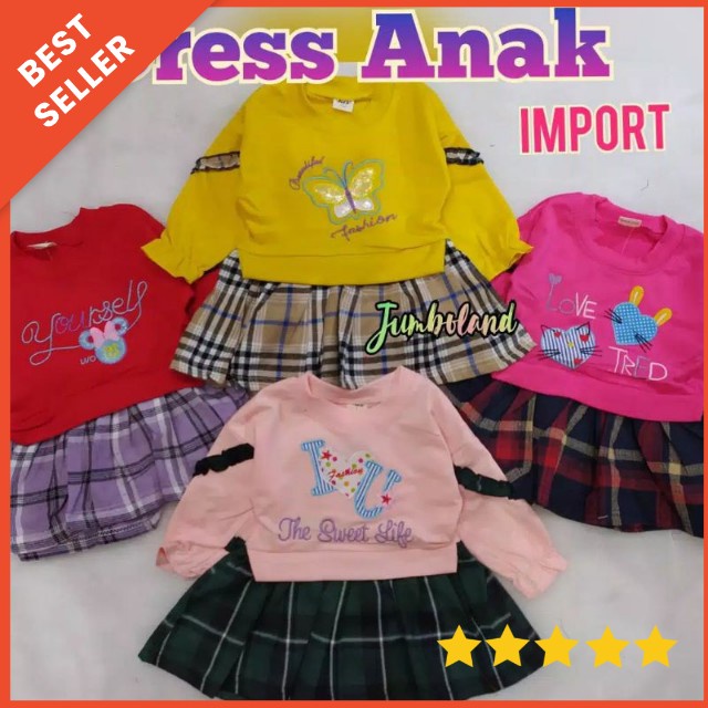 [0-4th] DRESS ANAK IMPORT PREMIUM TERMURAH TERLARIS / DRESS SWEATER ANAK IMPORT LENGAN PANJANG /Dress Anak Perempuan Import/ Gaun Tutu Pesta Lengan Panjang Korea Fashion Style Berkualitas Tinggi