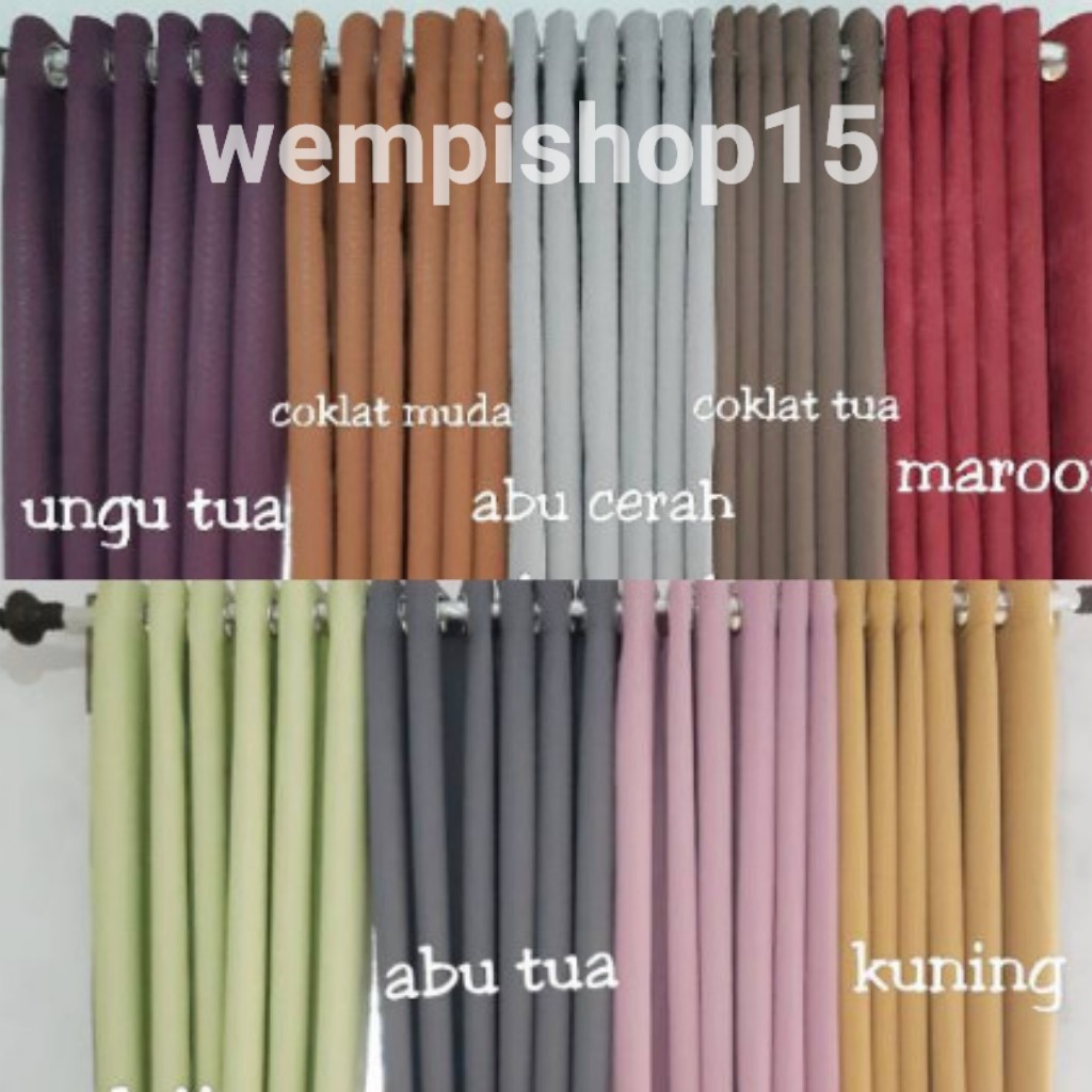 gordyn gorden blackout polos jendela pintu merah tua abu cerah coklat tua coklat muda ungu tua