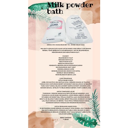 MILK POWDER BATH ( BUBUK SUSU MANDI)