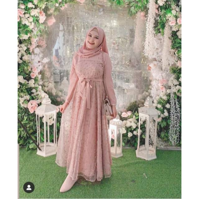 ELDE 12 ORI Maxi jelita dress mostcrepe Mix brukat TILE KELILING mutiara GAMIS / COUPLE JELITA-7