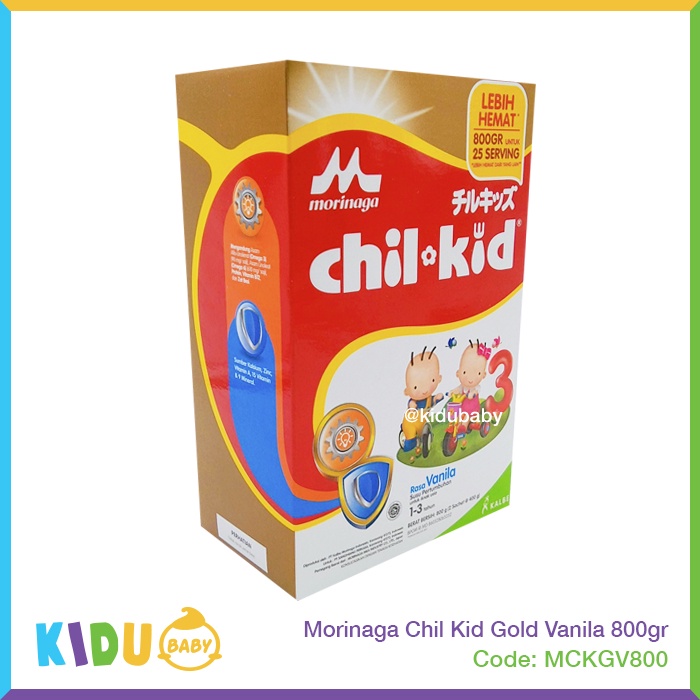 Morinaga Chil Kid Gold Vanila 800gr Susu Formula Anak usia 1-3 tahun Kidu Baby