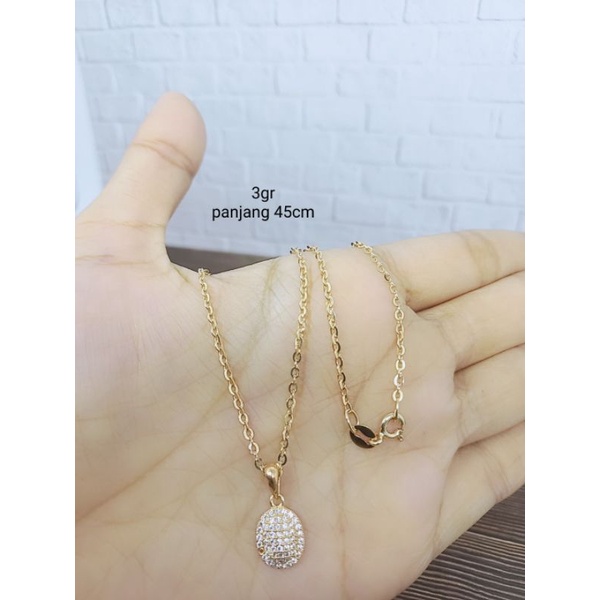 KALUNG NORI VENSY + LIONTIN OVAL MP / KALUNG PERAK ASLI SILVER 925 LAPIS EMAS/ KALUNG PERAK FASHION WANITA IMPOR TERBARU