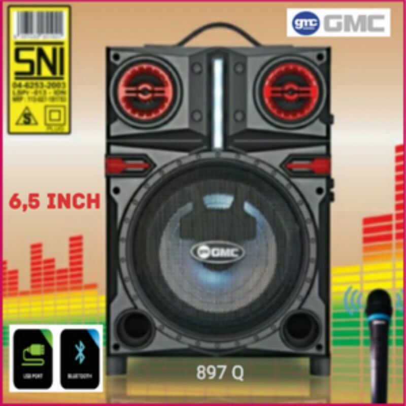 SPEAKER GMC BLUETOOTH KARAOKE 897Q FREE MIC WIRELESS