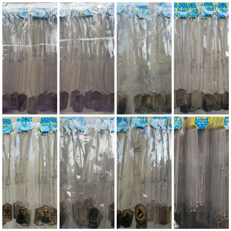 Kalung LIONTIN Plat Identitas 2.4mx75cm Monel Anti Karat 12buah Kulakan Grosir