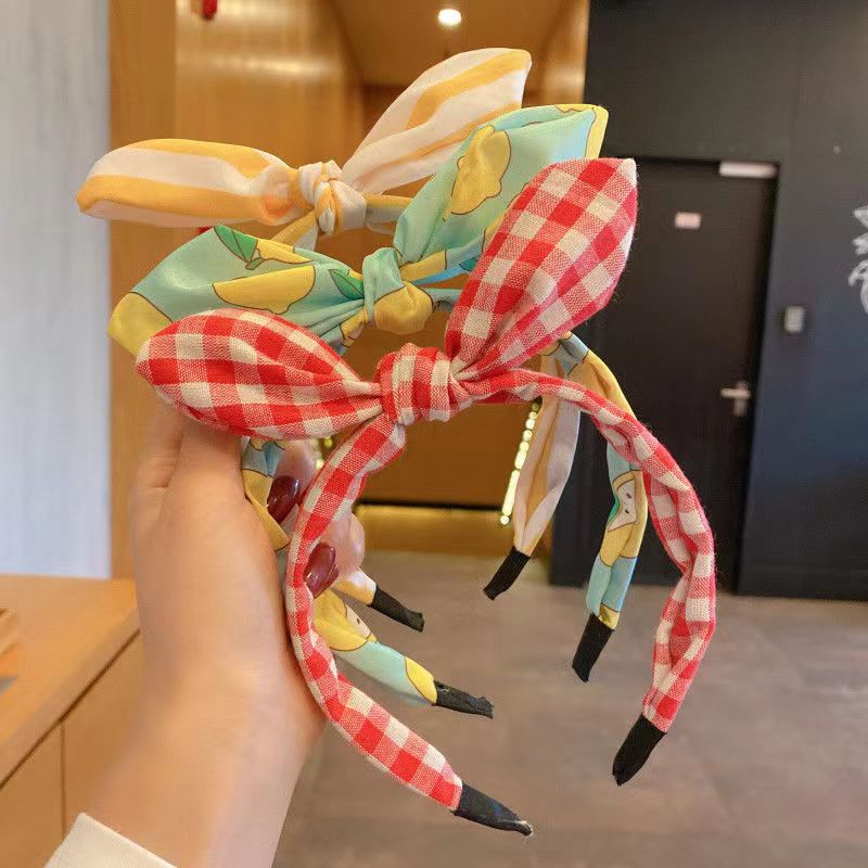(Hello Girl)B29 Bando Anak Bando Kain  Motif Pita Kupu Import