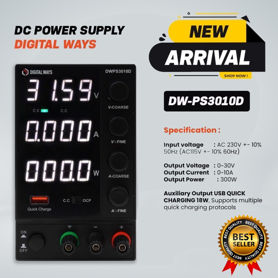 POWER SUPPLY DIGITAL WAYS DW PS3010D 30V 10A ORIGINAL