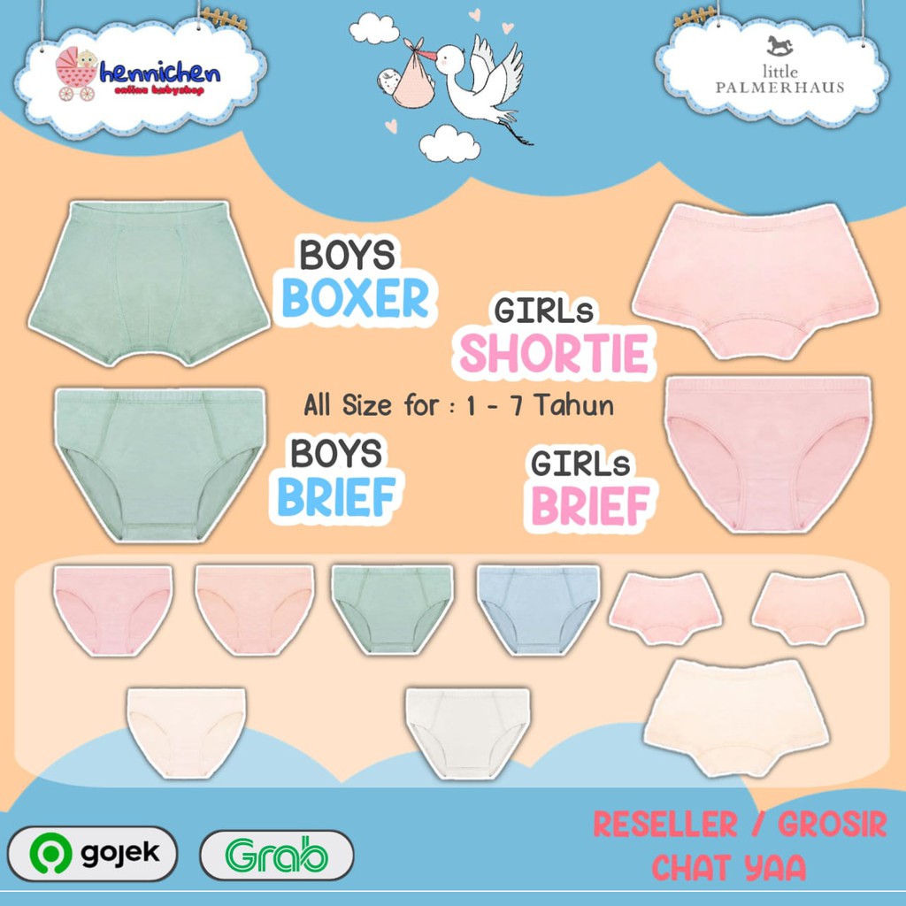 LITTLE PALMERHAUS BOYS BOXER GIRLS SHORTIE BRIEF BOY GIRL CELANA DALAM ANAK 2-7 Thn