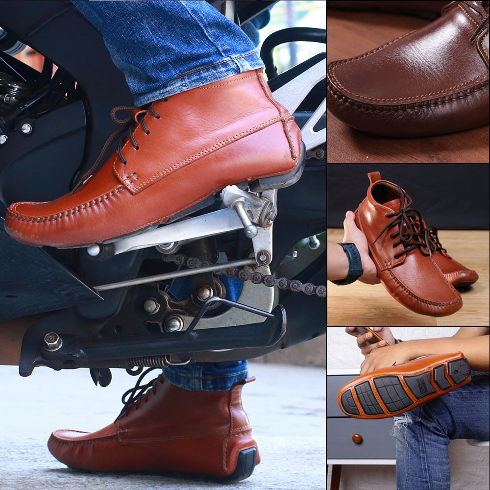 LOGAN LEATHER SHOES / SEPATU PRIA KULIT ASLI BOOTS KERJA KANTOR KULIAH BAHAN KULIT ASLI 100% SP01