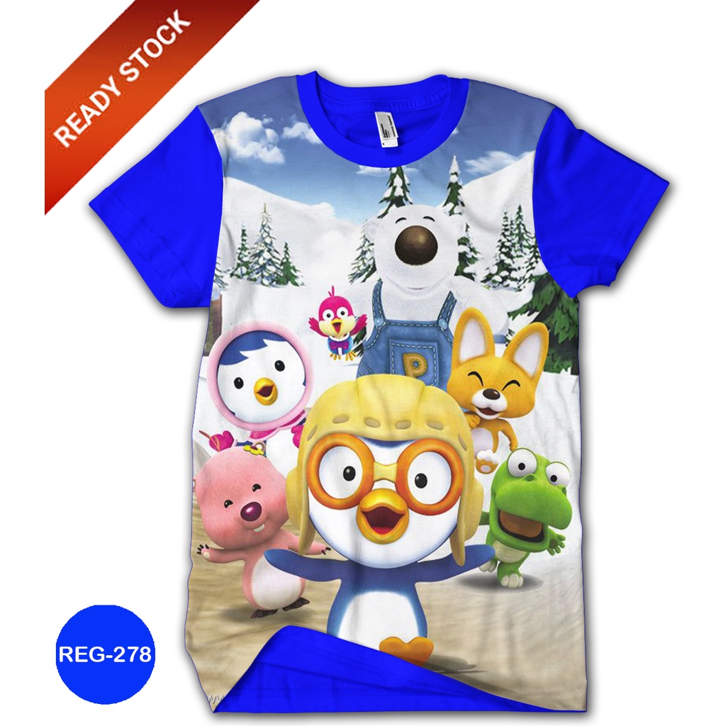 Kaos PORORO Kaos 3D Anak dan Dewasa Karakter PORORO REG-278