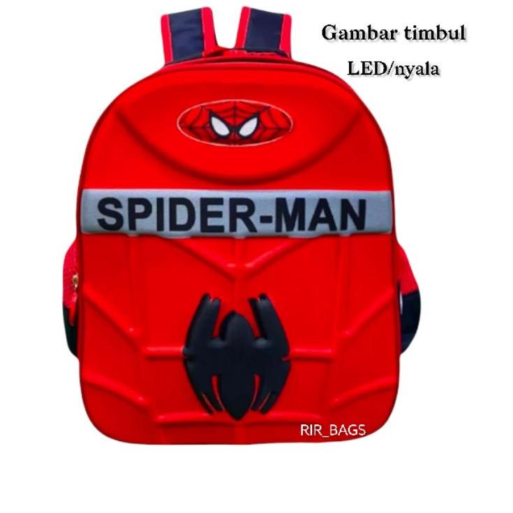 {MURMER} Tas sekolah anak spuderman TK LED/Tas ransel sekolah anak TK LED/Tas anak karakter Spiderma