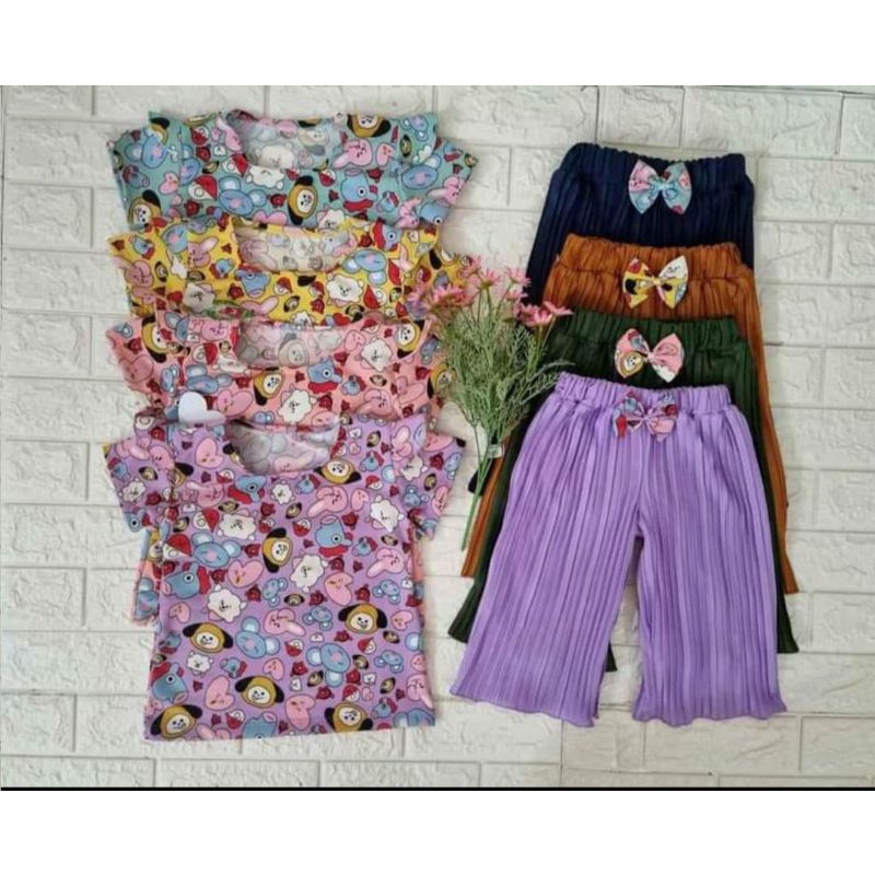 Baju Anak Perempuan Isi 3 Pcs Setelan Anak Perempuan Usia 1-6 Tahun Setelan Andin