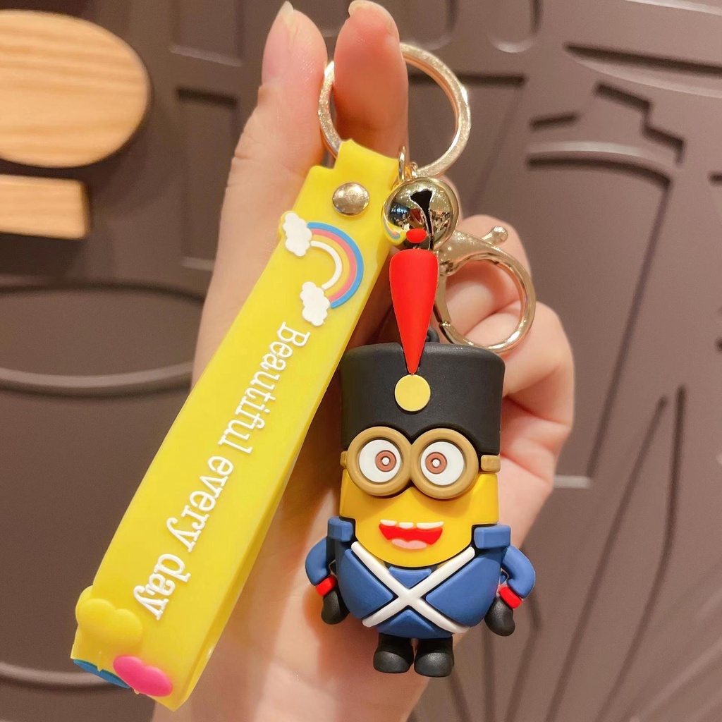 Gantungan Kunci Boneka Minions Kevin Bob 6 Model Bahan PVC Untuk Pasangan