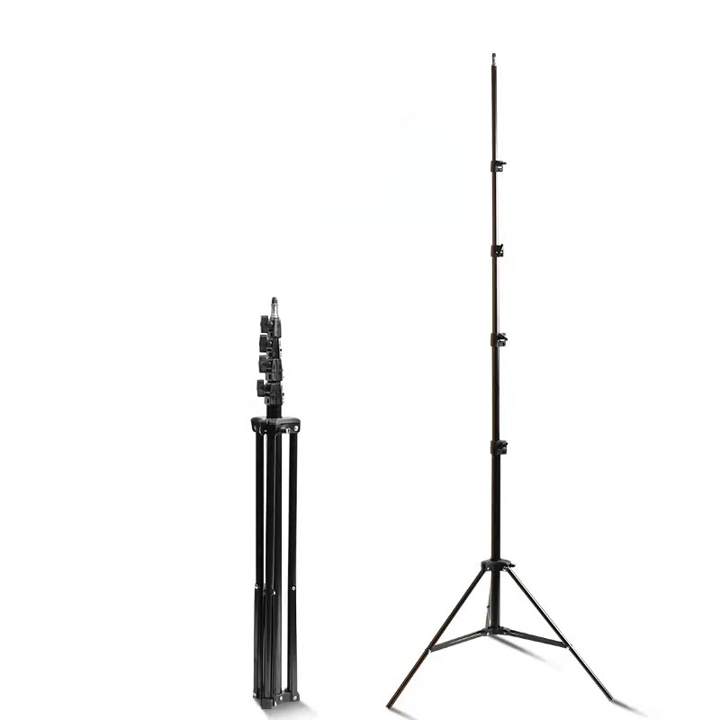 GS8B tebru portable tripod light stand studio 1/4 thread 5 section 350cm - sn453 - black Tiang Lampu