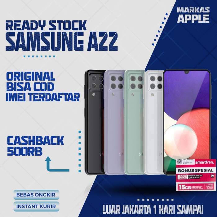 SAMSUNG GALAXY A22 5G 6/128GB RAM 6GB ROM 128GB 5G / 4G GARANSI RESMI