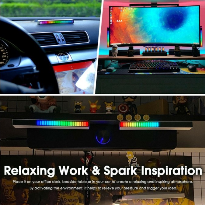 ⚡YZ Lampu LED RGB Bar Strip Spectrum Audio Indicator Music Sound Control Lamp Music Atmosphere Ligh