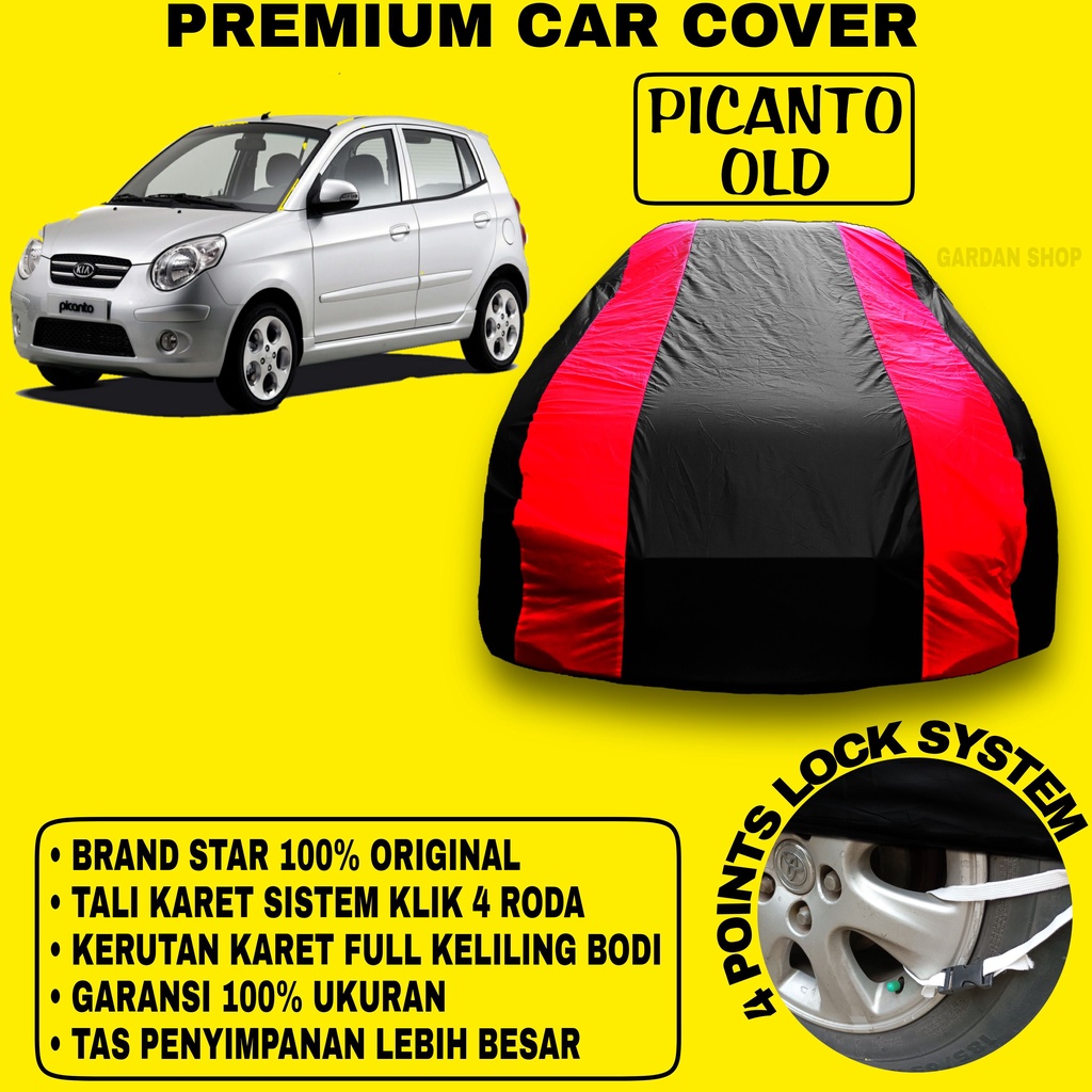 Body Cover PICANTO OLD Sarung Strip MERAH Penutup Pelindung Bodi Mobil Picanto Old Waterproof PREMIUM Cover