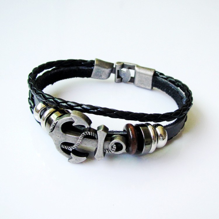 Gelang Kulit LB-01 Jangkar Vintage