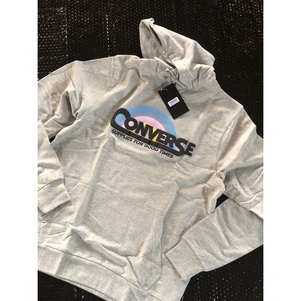 Hoodie Converse Grey Hoodie Converse Script Grey Original