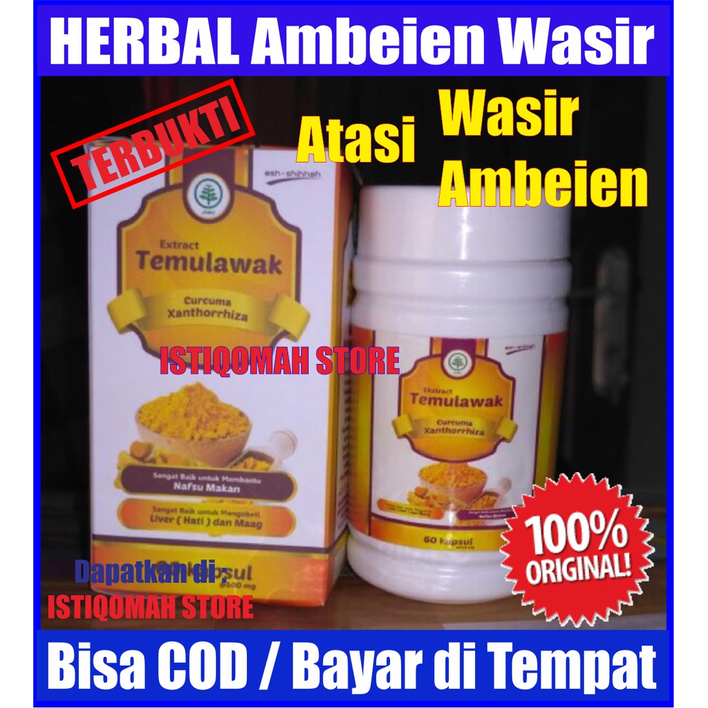 Extract Temulawak Kapsul Obat Herbal Sembelit, Susah BAB, Ambeien, Wasir, Hemorhoid Ampuh &amp; Aman