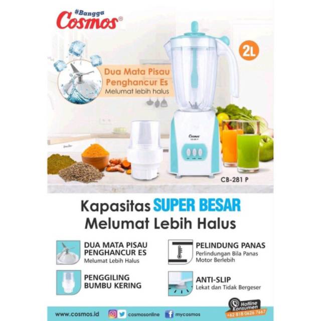 Cosmos Blender Plastik 2in1 2Liter CB281P