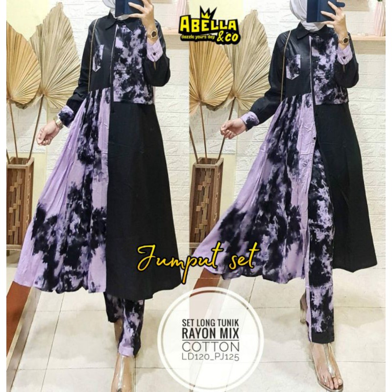 Jumput Set By:Abella/Gamis/Dress/Dress Muslim/Fashion Muslim Wanita/Fashion Muslim Wanita Set