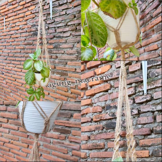 Gantungan pot bunga tali goni